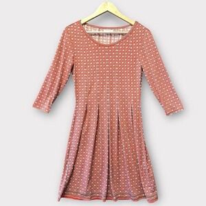 Geometric Print Pleated Knit Dress Casual Everyday Midi‎ Size XS